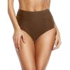 imageHolipick Women High Waisted Bikini Bottom Full Coverage Bathing Suits Bottoms Convertible Tummy Control Swim BottomDark Brown