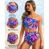 imageHolipick Women One Shoulder High Waisted Bikini Sets Two Piece Swimsuit Tummy Control Bathing Suit Full Coverage SwimwearColorful Leaves