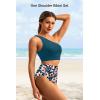 imageHolipick Women One Shoulder High Waisted Bikini Sets Two Piece Swimsuit Tummy Control Bathing Suit Full Coverage SwimwearTeal Flower