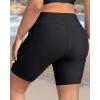 imageHolipick Women Plus Size Swim Shorts High Waisted Swim Bottoms with Pockets Tummy Control Boy ShortsBlack