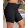 imageHolipick Women Plus Size Swim Shorts High Waisted Swim Bottoms with Pockets Tummy Control Boy ShortsBlack