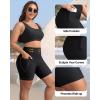 imageHolipick Women Plus Size Swim Shorts High Waisted Swim Bottoms with Pockets Tummy Control Boy ShortsBlack