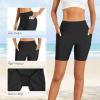 imageHolipick Women Plus Size Swim Shorts High Waisted Swim Bottoms with Pockets Tummy Control Boy ShortsBlack Regular