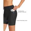 imageHolipick Women Plus Size Swim Shorts High Waisted Swim Bottoms with Pockets Tummy Control Boy ShortsBlack Regular