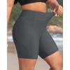 imageHolipick Women Plus Size Swim Shorts High Waisted Swim Bottoms with Pockets Tummy Control Boy ShortsGrey