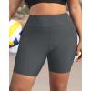imageHolipick Women Plus Size Swim Shorts High Waisted Swim Bottoms with Pockets Tummy Control Boy ShortsGrey