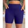 imageHolipick Women Plus Size Swim Shorts High Waisted Swim Bottoms with Pockets Tummy Control Boy ShortsNavy Blue