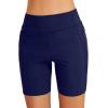 imageHolipick Women Plus Size Swim Shorts High Waisted Swim Bottoms with Pockets Tummy Control Boy ShortsNavy Blue Regular