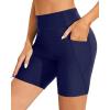 imageHolipick Women Plus Size Swim Shorts High Waisted Swim Bottoms with Pockets Tummy Control Boy ShortsNavy Blue Regular