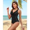 imageHolipick Women Tummy Control One Piece Swimsuit  Push Up Bathing Suit Full Coverage Slimming SwimwearBlack Dot