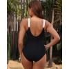 imageHolipick Women Tummy Control One Piece Swimsuit  Push Up Bathing Suit Full Coverage Slimming SwimwearBlack and White