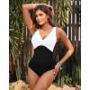 imageHolipick Women Tummy Control One Piece Swimsuit  Push Up Bathing Suit Full Coverage Slimming SwimwearBlack and White