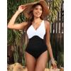 imageHolipick Women Tummy Control One Piece Swimsuit  Push Up Bathing Suit Full Coverage Slimming SwimwearBlack and White