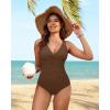 imageHolipick Women Tummy Control One Piece Swimsuit  Push Up Bathing Suit Full Coverage Slimming SwimwearBrown