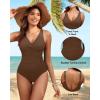 imageHolipick Women Tummy Control One Piece Swimsuit  Push Up Bathing Suit Full Coverage Slimming SwimwearBrown
