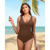 imageHolipick Women Tummy Control One Piece Swimsuit  Push Up Bathing Suit Full Coverage Slimming SwimwearBrown