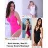 imageHolipick Women Tummy Control One Piece Swimsuit  Push Up Bathing Suit Full Coverage Slimming SwimwearBrown