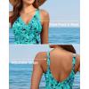 imageHolipick Women Tummy Control One Piece Swimsuit  Push Up Bathing Suit Full Coverage Slimming SwimwearGreen Paisley