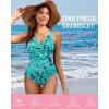 imageHolipick Women Tummy Control One Piece Swimsuit  Push Up Bathing Suit Full Coverage Slimming SwimwearGreen Paisley