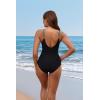 imageHolipick Women Tummy Control One Piece Swimsuit  Push Up Bathing Suit Full Coverage Slimming SwimwearGreen and Black