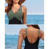 imageHolipick Women Tummy Control One Piece Swimsuit  Push Up Bathing Suit Full Coverage Slimming SwimwearGreen and Black