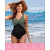 imageHolipick Women Tummy Control One Piece Swimsuit  Push Up Bathing Suit Full Coverage Slimming SwimwearGreen and Black