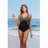 imageHolipick Women Tummy Control One Piece Swimsuit  Push Up Bathing Suit Full Coverage Slimming SwimwearGreen and Black
