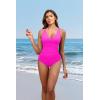 imageHolipick Women Tummy Control One Piece Swimsuit  Push Up Bathing Suit Full Coverage Slimming SwimwearHot Pink