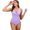 imageHolipick Women Tummy Control One Piece Swimsuit  Push Up Bathing Suit Full Coverage Slimming SwimwearLavender