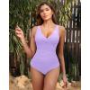 imageHolipick Women Tummy Control One Piece Swimsuit  Push Up Bathing Suit Full Coverage Slimming SwimwearLavender