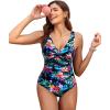imageHolipick Women Tummy Control One Piece Swimsuit  Push Up Bathing Suit Full Coverage Slimming SwimwearMulti Floral