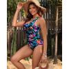 imageHolipick Women Tummy Control One Piece Swimsuit  Push Up Bathing Suit Full Coverage Slimming SwimwearMulti Floral