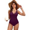 imageHolipick Women Tummy Control One Piece Swimsuit  Push Up Bathing Suit Full Coverage Slimming SwimwearPurple