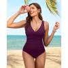 imageHolipick Women Tummy Control One Piece Swimsuit  Push Up Bathing Suit Full Coverage Slimming SwimwearPurple