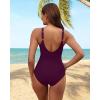 imageHolipick Women Tummy Control One Piece Swimsuit  Push Up Bathing Suit Full Coverage Slimming SwimwearPurple