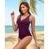 imageHolipick Women Tummy Control One Piece Swimsuit  Push Up Bathing Suit Full Coverage Slimming SwimwearPurple