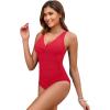 imageHolipick Women Tummy Control One Piece Swimsuit  Push Up Bathing Suit Full Coverage Slimming SwimwearRed