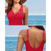 imageHolipick Women Tummy Control One Piece Swimsuit  Push Up Bathing Suit Full Coverage Slimming SwimwearRed