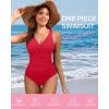 imageHolipick Women Tummy Control One Piece Swimsuit  Push Up Bathing Suit Full Coverage Slimming SwimwearRed