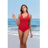 imageHolipick Women Tummy Control One Piece Swimsuit  Push Up Bathing Suit Full Coverage Slimming SwimwearRed