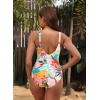 imageHolipick Women Tummy Control One Piece Swimsuit  Push Up Bathing Suit Full Coverage Slimming SwimwearTropical Floral