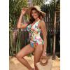 imageHolipick Women Tummy Control One Piece Swimsuit  Push Up Bathing Suit Full Coverage Slimming SwimwearTropical Floral