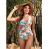 imageHolipick Women Tummy Control One Piece Swimsuit  Push Up Bathing Suit Full Coverage Slimming SwimwearTropical Floral