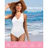 imageHolipick Women Tummy Control One Piece Swimsuit  Push Up Bathing Suit Full Coverage Slimming SwimwearWhite