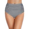 imageHolipick Bathing Suit Bottoms for Women  High Waisted Bikini Bottoms Ruched Tummy Control Swimsuit BottomStripe