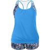 imageHolipick Plus Size Tankini Swimsuit for Women Two Piece Tummy Control Bathing Suit Blouson Racerback Tankini Top with ShortsBlue