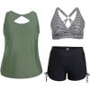 imageHolipick Plus Size Tankini Swimsuits  Women 3 Piece Bathing Suits Tummy Control with Shorts Tank Top with Sports Bra 12 PlusArmy Green