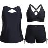 imageHolipick Plus Size Tankini Swimsuits  Women 3 Piece Bathing Suits Tummy Control with Shorts Tank Top with Sports Bra 12 PlusBlack
