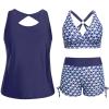 imageHolipick Plus Size Tankini Swimsuits  Women 3 Piece Bathing Suits Tummy Control with Shorts Tank Top with Sports Bra 12 PlusNavy Blue