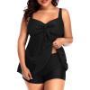 imageHolipick Two Piece Plus Size Tankini Swimsuits for Women Tummy Control Swim Top with Shorts Long Flowy Bathing SuitsBlack